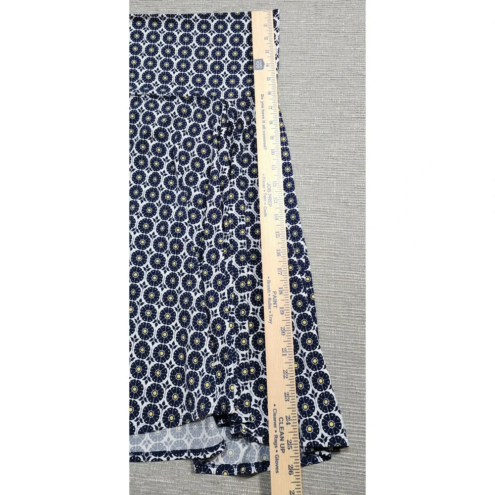 Max Studio Navy Blue‎ Floral Medallion Print A-Line Skirt Small